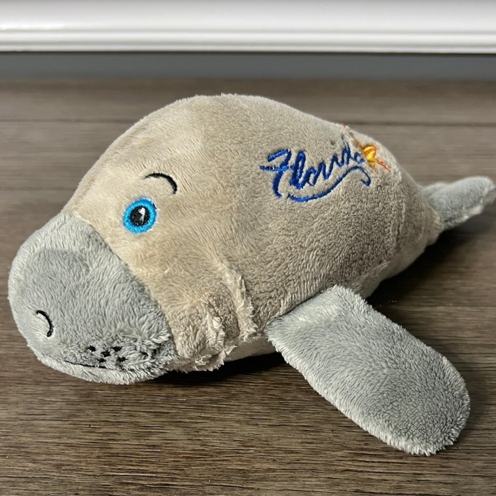 Souvies Side Kicks Florida Manatee Plush Gray Stuffed Animal Sea Cow Souvenir 9"